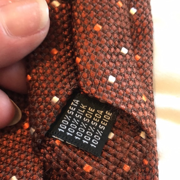 Berg & Berg Hand Made in Italy Men's Textured Silk Dot Print Neck Tie OS - Picture 9 of 12